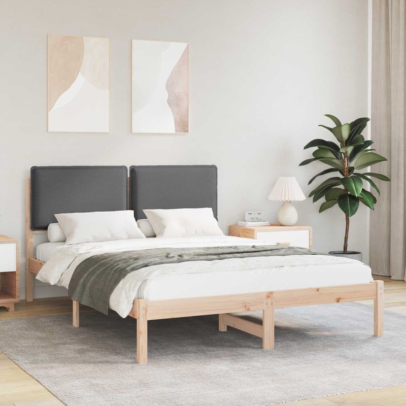 Casa si Gradina - Mobilier - Paturi si accesorii - Paturi - Cadru de pat cu tablie tapitata Gri inchis 140 x 190 cm - Infinity.ro
