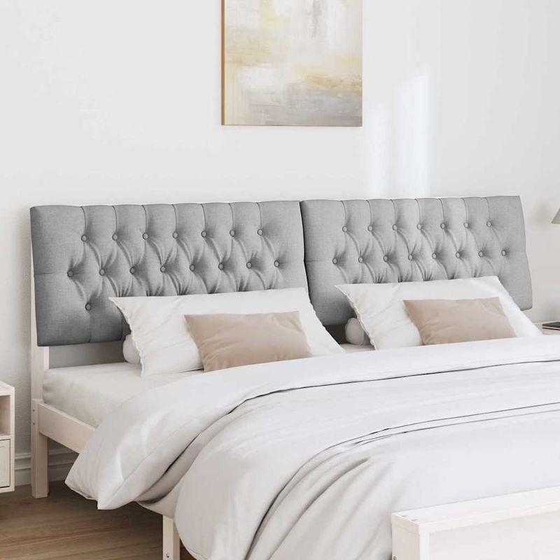 Casa si Gradina - Mobilier - Paturi si accesorii - Accesorii paturi - Tablie de pat tapitata Gri deschis 200 cm Lemn de pin masiv - Infinity.ro