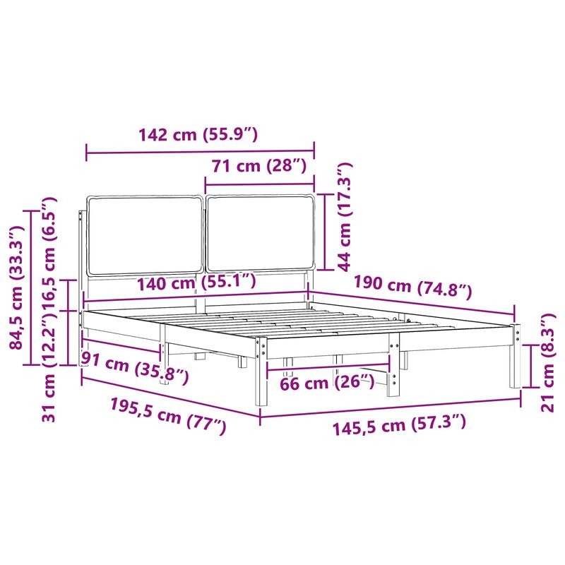 Casa si Gradina - Mobilier - Paturi si accesorii - Paturi - Cadru de pat cu tablie tapitata Gri inchis 140 x 190 cm - Infinity.ro