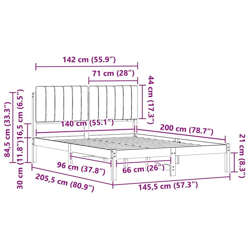 Casa si Gradina - Mobilier - Paturi si accesorii - Paturi - Cadru de pat cu tablie tapitata Gri deschis 140 x 200 cm - Infinity.ro