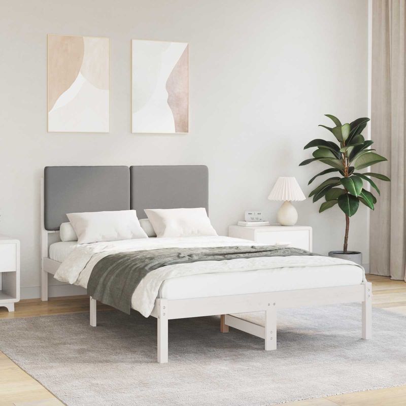 Casa si Gradina - Mobilier - Paturi si accesorii - Paturi - Cadru de pat cu tablie tapitata Gri deschis 120 x 200 cm - Infinity.ro