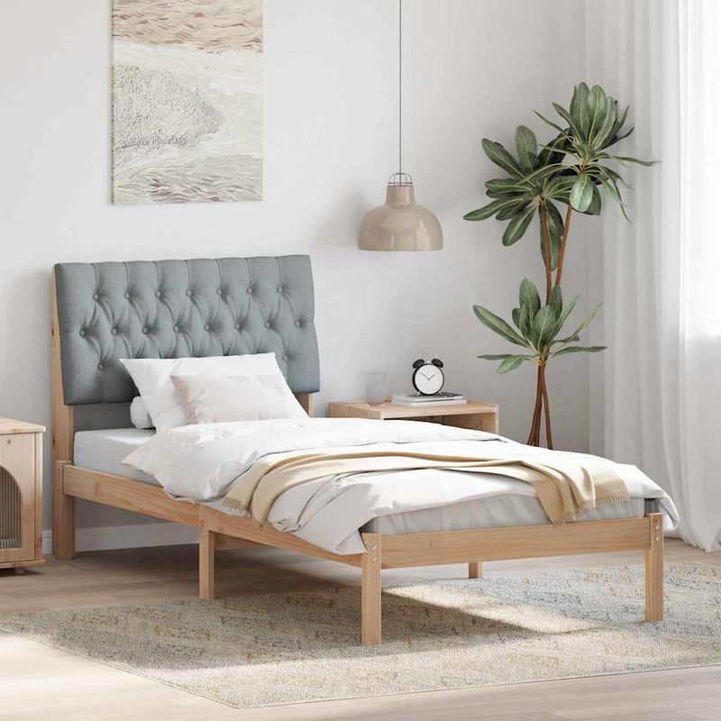 Casa si Gradina - Mobilier - Paturi si accesorii - Paturi - Cadru de pat cu tablie tapitata cu headboard Maro 90 x 200 cm - Infinity.ro