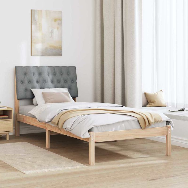 Casa si Gradina - Mobilier - Paturi si accesorii - Paturi - Cadru de pat cu tablie tapitata cu headboard Maro 90 x 200 cm - Infinity.ro