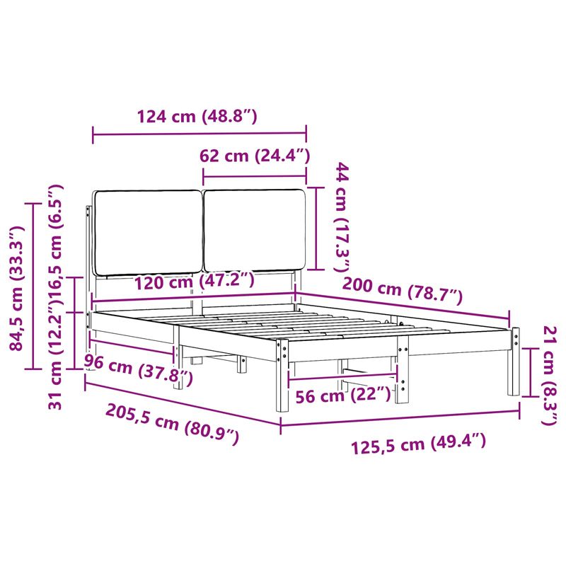 Casa si Gradina - Mobilier - Paturi si accesorii - Paturi - Cadru de pat cu tablie tapitata Gri deschis 120 x 200 cm - Infinity.ro