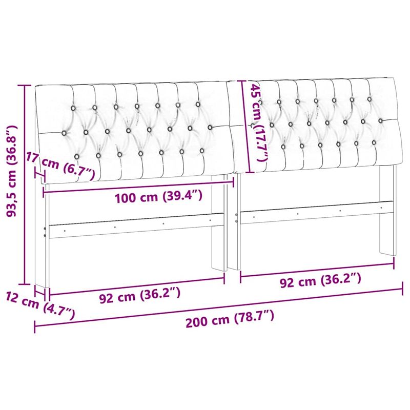 Casa si Gradina - Mobilier - Paturi si accesorii - Accesorii paturi - Tablie de pat tapitata Negru 200 cm Lemn de pin masiv - Infinity.ro