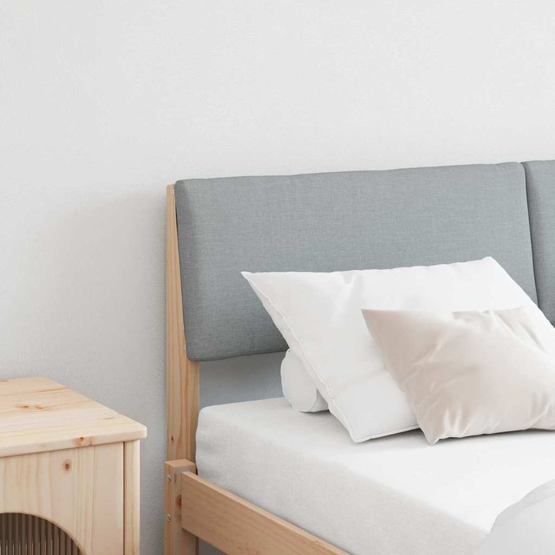 Casa si Gradina - Mobilier - Paturi si accesorii - Accesorii paturi - Tablie de pat tapitata Gri deschis 140 cm Lemn de pin masiv - Infinity.ro