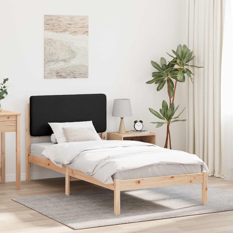 Casa si Gradina - Mobilier - Paturi si accesorii - Paturi - Cadru de pat cu tablie tapitata cu headboard Negru 90 x 190 cm - Infinity.ro