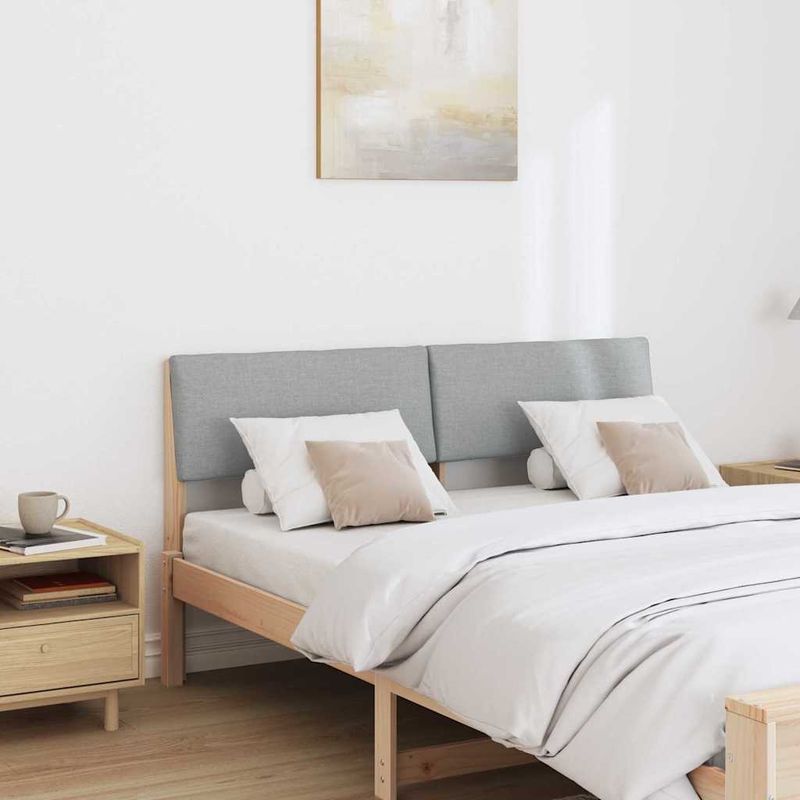Casa si Gradina - Mobilier - Paturi si accesorii - Accesorii paturi - Tablie de pat tapitata Gri deschis 140 cm Lemn de pin masiv - Infinity.ro