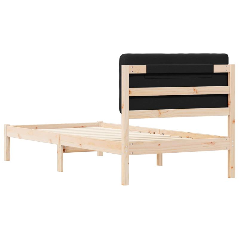 Casa si Gradina - Mobilier - Paturi si accesorii - Paturi - Cadru de pat cu tablie tapitata cu headboard Negru 90 x 190 cm - Infinity.ro