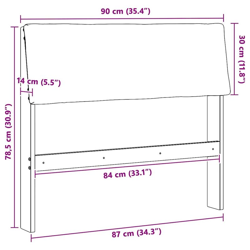 Casa si Gradina - Mobilier - Paturi si accesorii - Accesorii paturi - Tablie de pat tapitata Negru 90 cm Lemn de pin masiv - Infinity.ro