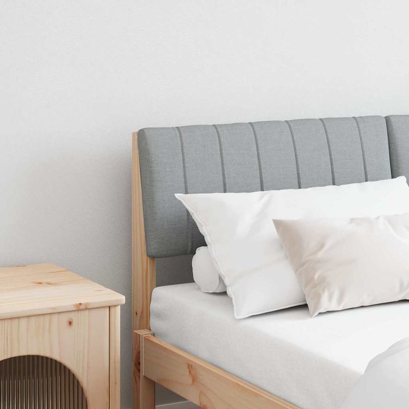 Casa si Gradina - Mobilier - Paturi si accesorii - Accesorii paturi - Tablie de pat tapitata Gri deschis 140 cm Lemn de pin masiv - Infinity.ro