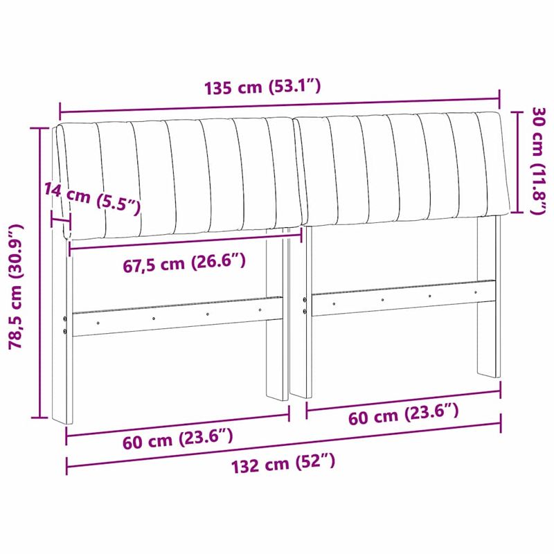 Casa si Gradina - Mobilier - Paturi si accesorii - Accesorii paturi - Tablie de pat tapitata Gri taupe 135 cm Lemn de pin masiv - Infinity.ro