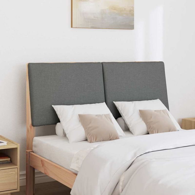 Casa si Gradina - Mobilier - Paturi si accesorii - Accesorii paturi - Tablie de pat tapitata Gri inchis 120 cm Lemn de pin masiv - Infinity.ro