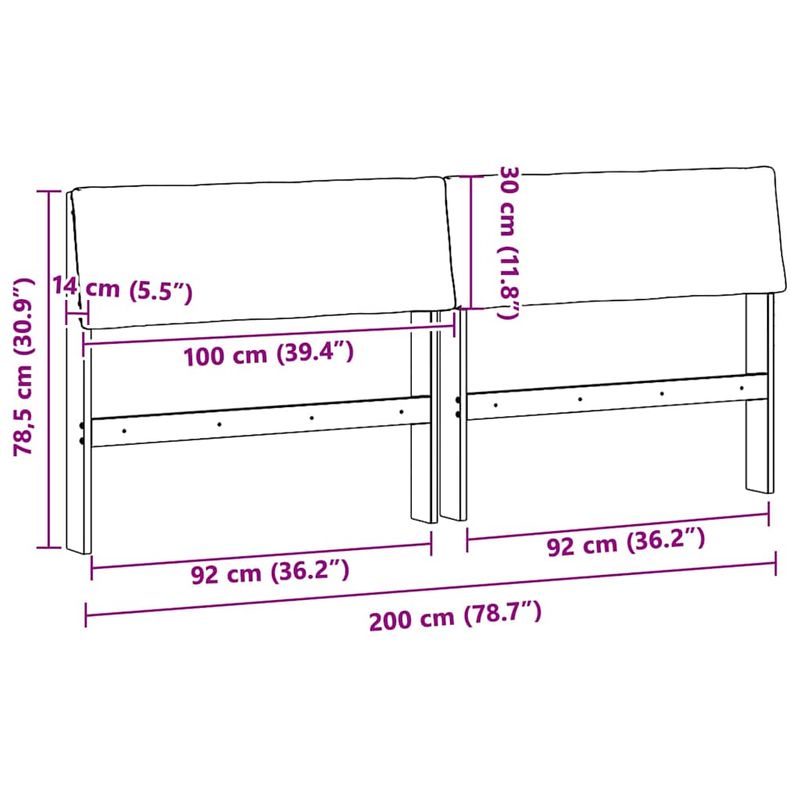 Casa si Gradina - Mobilier - Paturi si accesorii - Accesorii paturi - Tablie de pat tapitata Gri inchis 200 cm Lemn de pin masiv - Infinity.ro