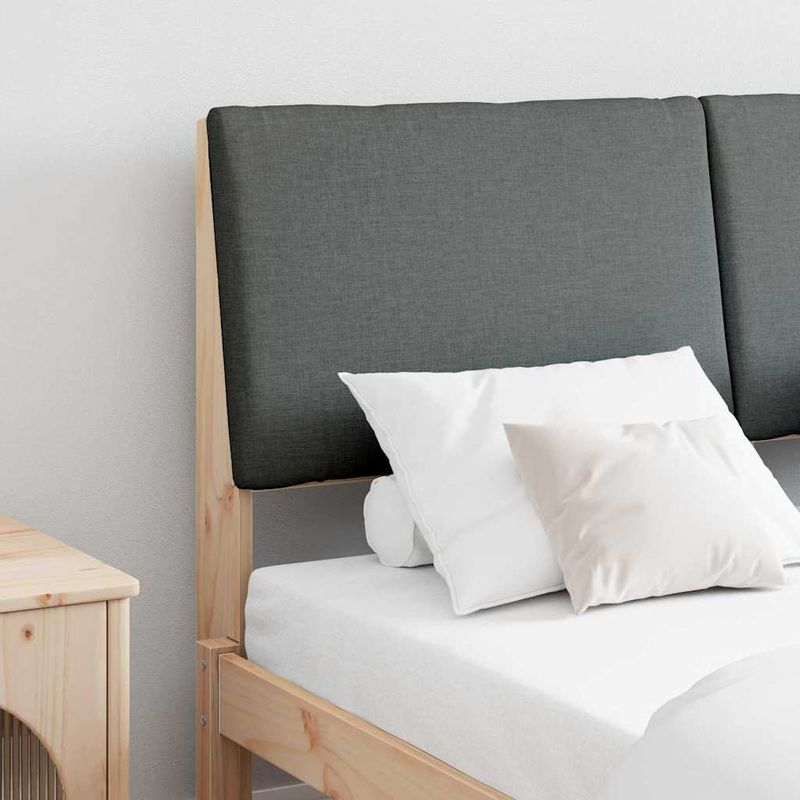 Casa si Gradina - Mobilier - Paturi si accesorii - Accesorii paturi - Tablie de pat tapitata Gri inchis 140 cm Lemn de pin masiv - Infinity.ro