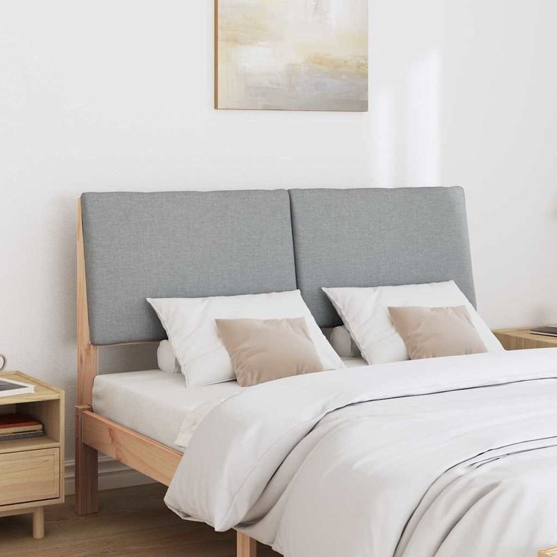 Casa si Gradina - Mobilier - Paturi si accesorii - Accesorii paturi - Tablie de pat tapitata Gri deschis 140 cm Lemn de pin masiv - Infinity.ro