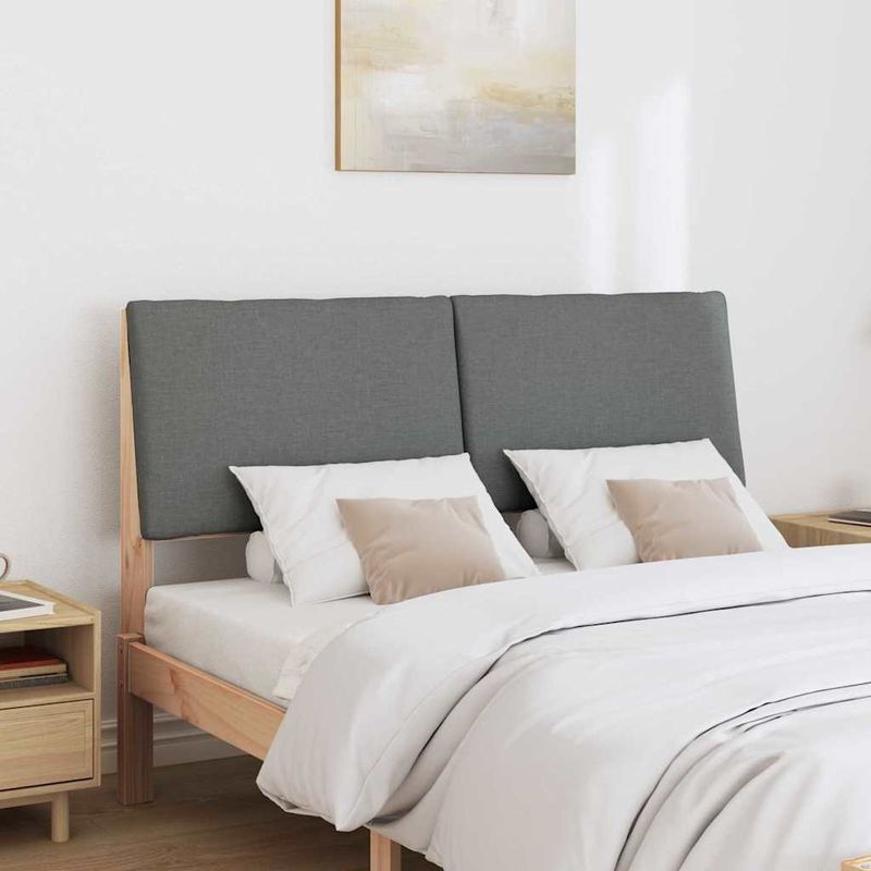 Casa si Gradina - Mobilier - Paturi si accesorii - Accesorii paturi - Tablie de pat tapitata Gri inchis 140 cm Lemn de pin masiv - Infinity.ro