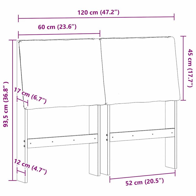 Casa si Gradina - Mobilier - Paturi si accesorii - Accesorii paturi - Tablie de pat tapitata Gri inchis 120 cm Lemn de pin masiv - Infinity.ro