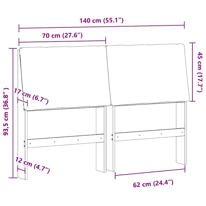 Casa si Gradina - Mobilier - Paturi si accesorii - Accesorii paturi - Tablie de pat tapitata Gri inchis 140 cm Lemn de pin masiv - Infinity.ro