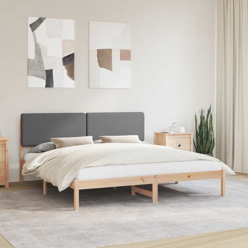 Casa si Gradina - Mobilier - Paturi si accesorii - Paturi - Cadru de pat cu tablie tapitata Gri inchis 180 x 200 cm - Infinity.ro