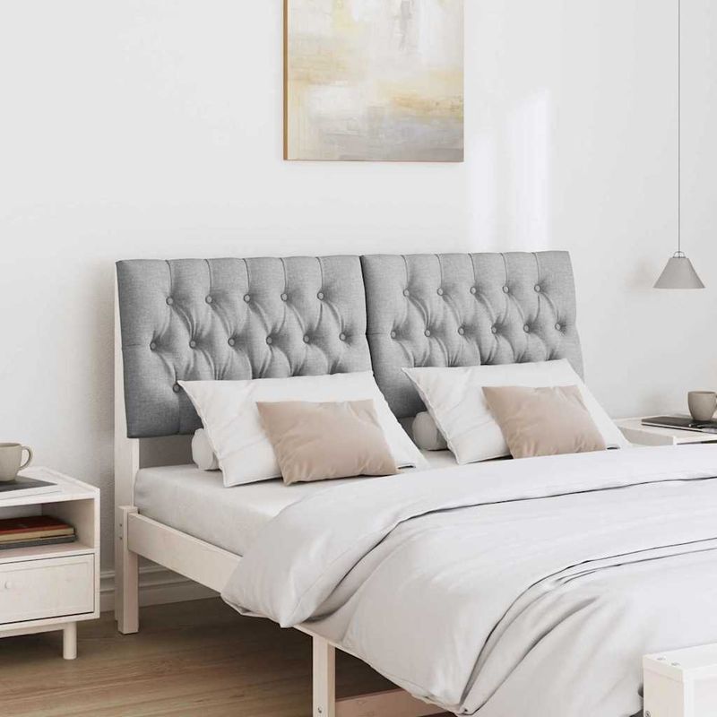 Casa si Gradina - Mobilier - Paturi si accesorii - Accesorii paturi - Tablie de pat tapitata Gri deschis 150 cm Lemn de pin masiv - Infinity.ro