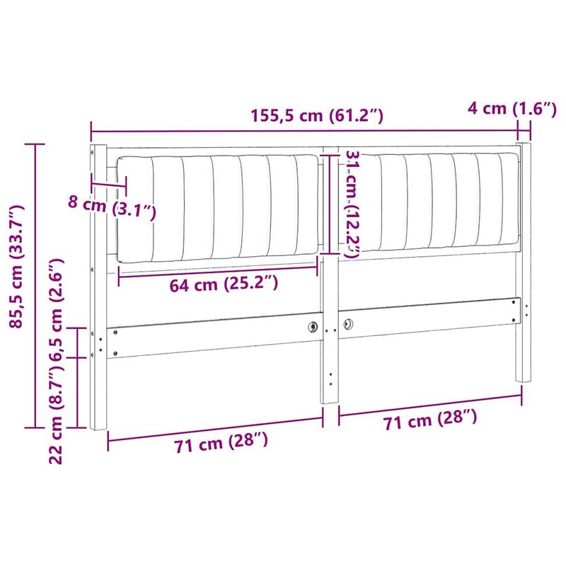 Casa si Gradina - Mobilier - Paturi si accesorii - Accesorii paturi - Tablie de pat tapitata cu Tablie de pat Alb 150 cm Lemn de pin masiv - Infinity.ro