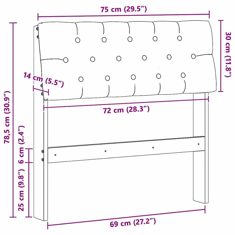 Casa si Gradina - Mobilier - Paturi si accesorii - Accesorii paturi - Tablie de pat tapitata Gri inchis 75 cm Lemn de pin masiv - Infinity.ro