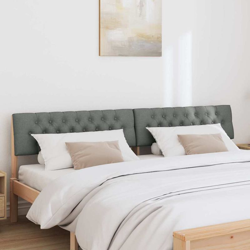 Casa si Gradina - Mobilier - Paturi si accesorii - Accesorii paturi - Tablie de pat tapitata Gri inchis 200 cm Lemn de pin masiv - Infinity.ro
