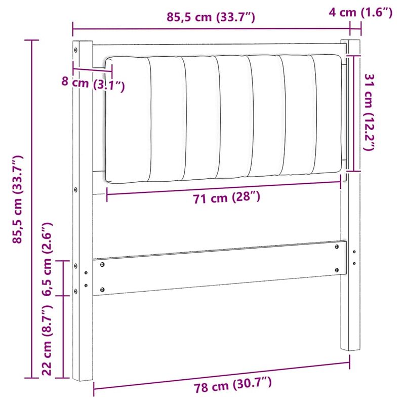 Casa si Gradina - Mobilier - Paturi si accesorii - Accesorii paturi - Tablie de pat tapitata cu Tablie de pat Maro 80 cm Lemn de pin masiv - Infinity.ro