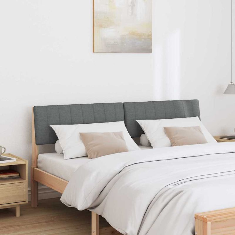 Casa si Gradina - Mobilier - Paturi si accesorii - Accesorii paturi - Tablie de pat tapitata Gri inchis 150 cm Lemn de pin masiv - Infinity.ro