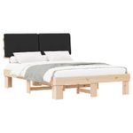 Casa si Gradina - Mobilier - Paturi si accesorii - Paturi - Cadru de pat cu tablie tapitata cu headboard Negru 135 x 190 cm - Infinity.ro