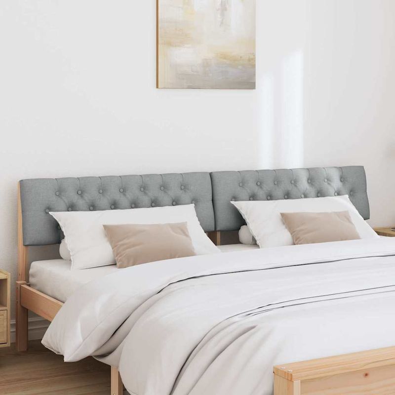 Casa si Gradina - Mobilier - Paturi si accesorii - Accesorii paturi - Tablie de pat tapitata Gri deschis 200 cm Lemn de pin masiv - Infinity.ro