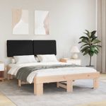 Casa si Gradina - Mobilier - Paturi si accesorii - Paturi - Cadru de pat cu tablie tapitata cu headboard Negru 135 x 190 cm - Infinity.ro