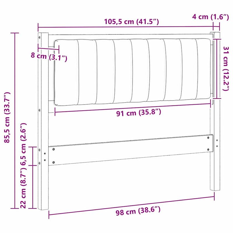 Casa si Gradina - Mobilier - Paturi si accesorii - Accesorii paturi - Tablie de pat tapitata Gri deschis 100 cm Lemn de pin masiv - Infinity.ro