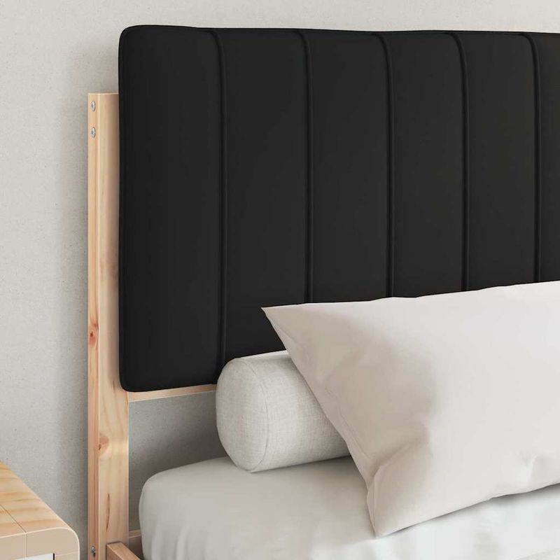 Casa si Gradina - Mobilier - Paturi si accesorii - Paturi - Cadru de pat cu tablie tapitata cu headboard Negru 135 x 190 cm - Infinity.ro