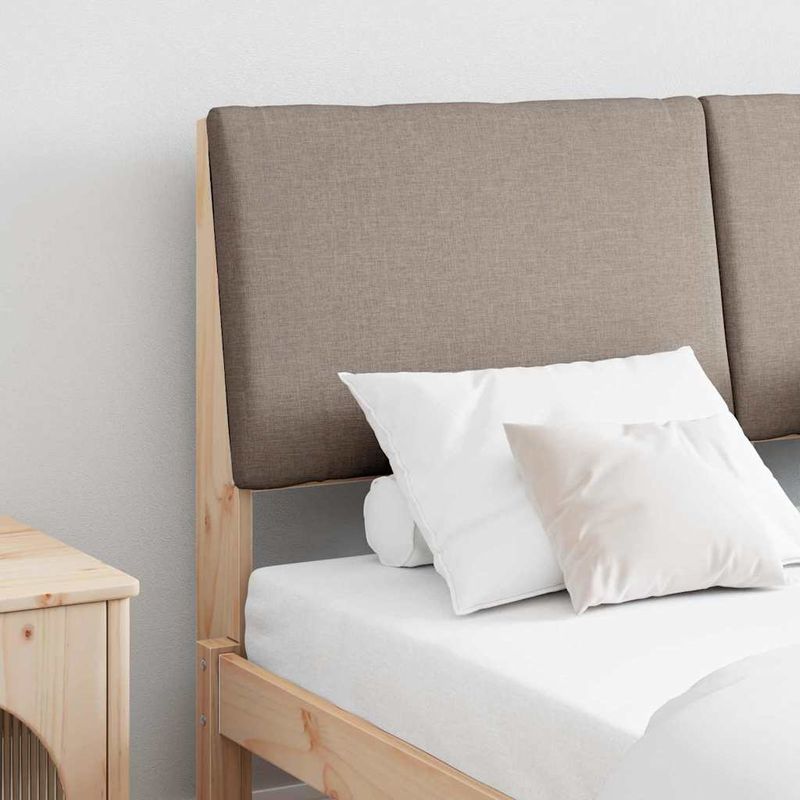Casa si Gradina - Mobilier - Paturi si accesorii - Accesorii paturi - Tablie de pat tapitata Gri taupe 140 cm Lemn de pin masiv - Infinity.ro