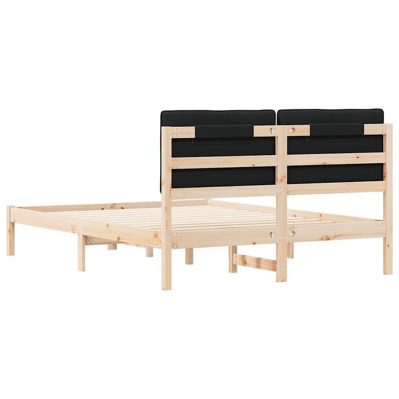 Casa si Gradina - Mobilier - Paturi si accesorii - Paturi - Cadru de pat cu tablie tapitata cu headboard Negru 135 x 190 cm - Infinity.ro