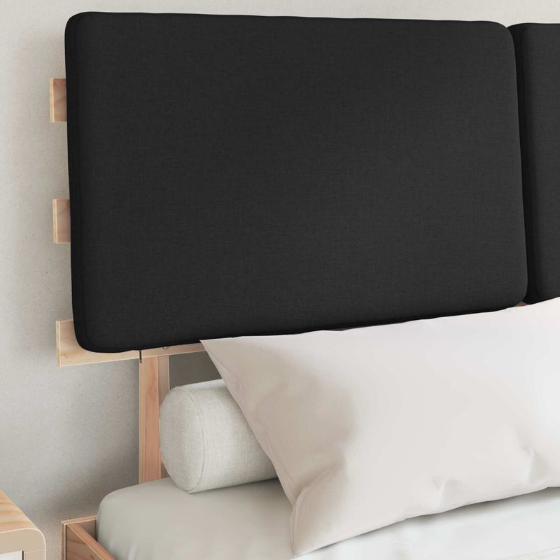 Casa si Gradina - Mobilier - Paturi si accesorii - Paturi - Cadru de pat cu tablie tapitata cu headboard Negru 140 x 190 cm - Infinity.ro