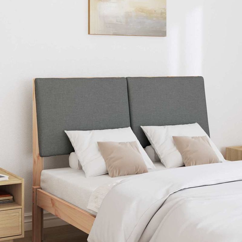 Casa si Gradina - Mobilier - Paturi si accesorii - Accesorii paturi - Tablie de pat tapitata Gri inchis 135 cm Lemn de pin masiv - Infinity.ro