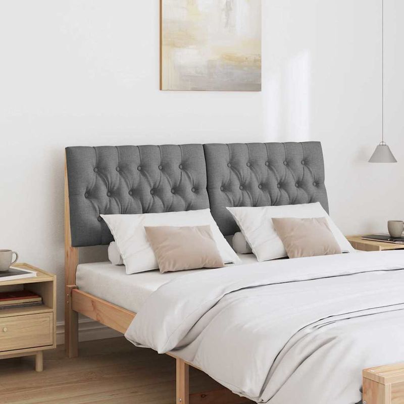 Casa si Gradina - Mobilier - Paturi si accesorii - Accesorii paturi - Tablie de pat tapitata Gri inchis 150 cm Lemn de pin masiv - Infinity.ro