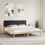 Casa si Gradina - Mobilier - Paturi si accesorii - Paturi - Cadru de pat cu tablie tapitata cu headboard Negru 180 x 200 cm - Infinity.ro
