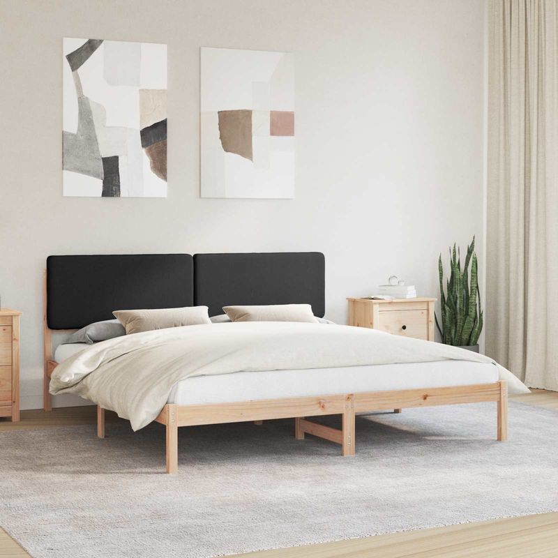 Casa si Gradina - Mobilier - Paturi si accesorii - Paturi - Cadru de pat cu tablie tapitata cu headboard Negru 180 x 200 cm - Infinity.ro