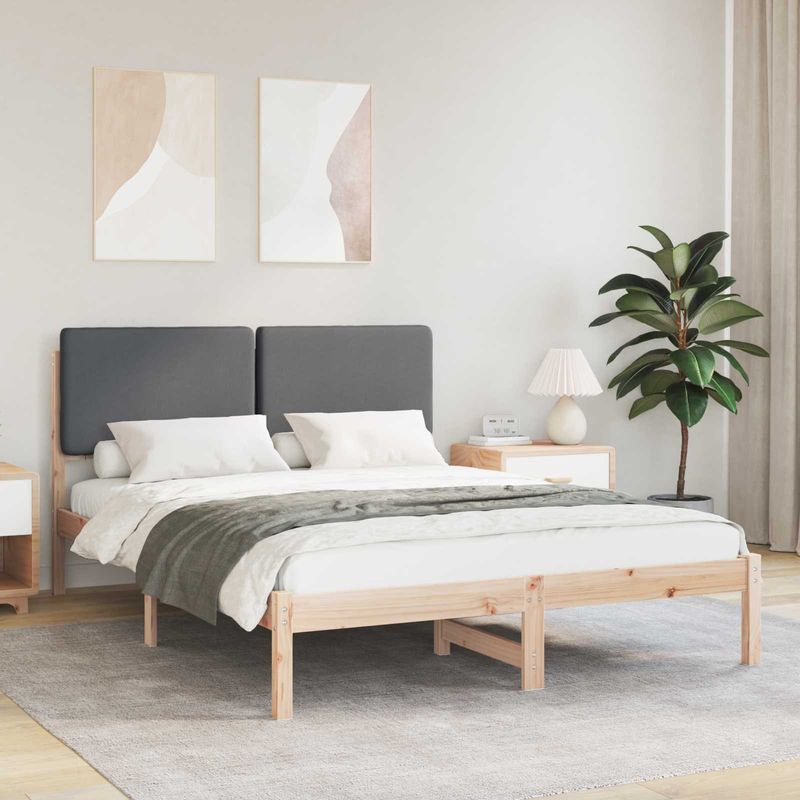 Casa si Gradina - Mobilier - Paturi si accesorii - Paturi - Cadru de pat cu tablie tapitata Gri inchis 160 x 200 cm - Infinity.ro