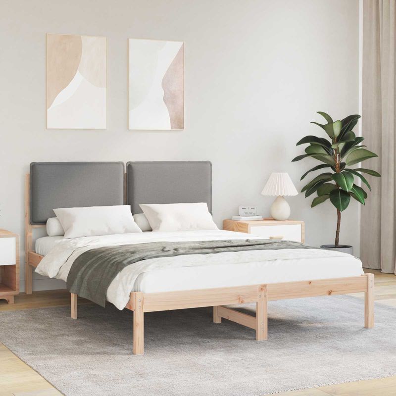 Casa si Gradina - Mobilier - Paturi si accesorii - Paturi - Cadru de pat cu tablie tapitata Gri deschis 140 x 190 cm - Infinity.ro