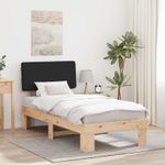 Casa si Gradina - Mobilier - Paturi si accesorii - Paturi - Cadru de pat cu tablie tapitata cu headboard Negru 100 x 200 cm - Infinity.ro