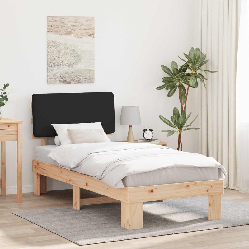 Casa si Gradina - Mobilier - Paturi si accesorii - Paturi - Cadru de pat cu tablie tapitata cu headboard Negru 100 x 200 cm - Infinity.ro