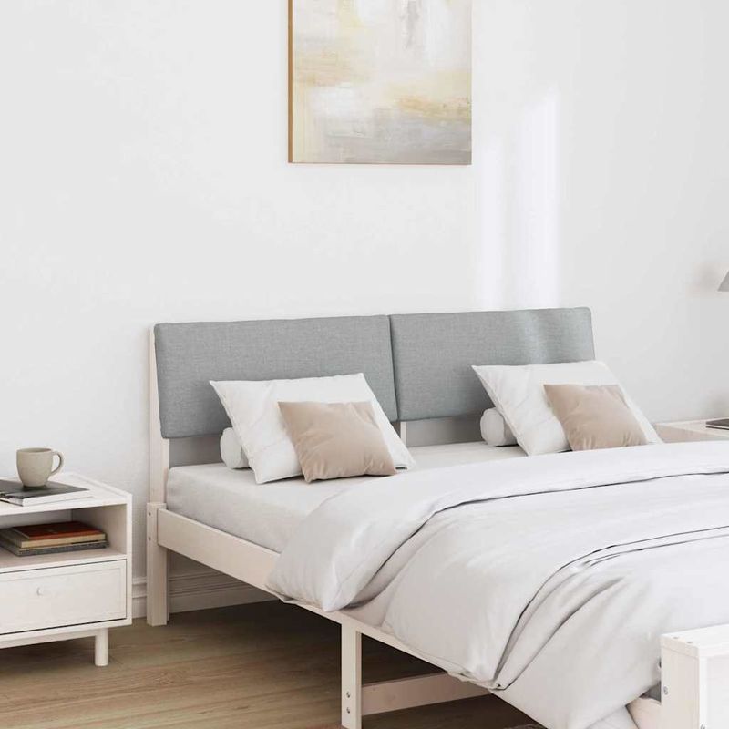 Casa si Gradina - Mobilier - Paturi si accesorii - Accesorii paturi - Tablie de pat tapitata Gri deschis 140 cm Lemn de pin masiv - Infinity.ro