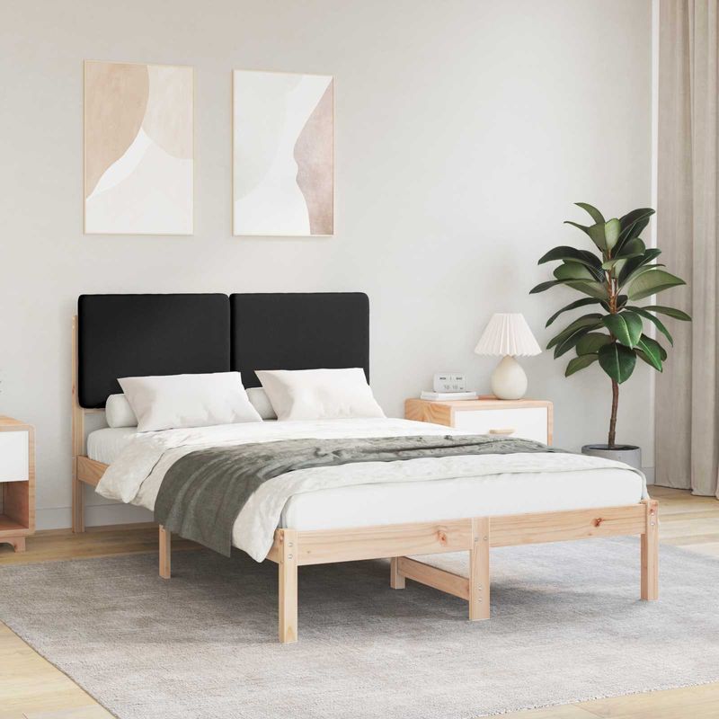 Casa si Gradina - Mobilier - Paturi si accesorii - Paturi - Cadru de pat cu tablie tapitata cu headboard Negru 120 x 190 cm - Infinity.ro