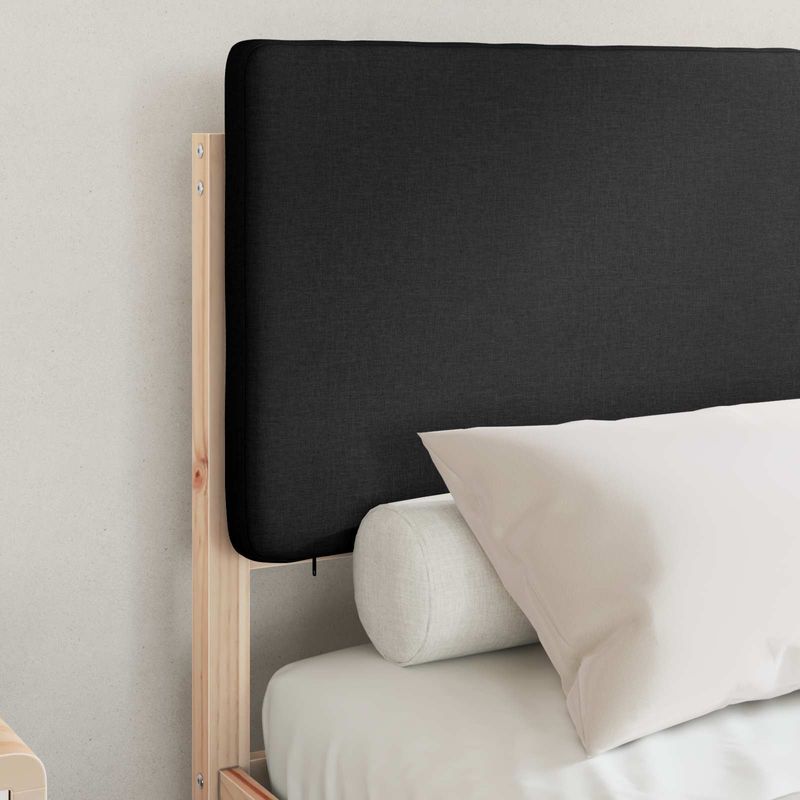 Casa si Gradina - Mobilier - Paturi si accesorii - Paturi - Cadru de pat cu tablie tapitata cu headboard Negru 120 x 190 cm - Infinity.ro