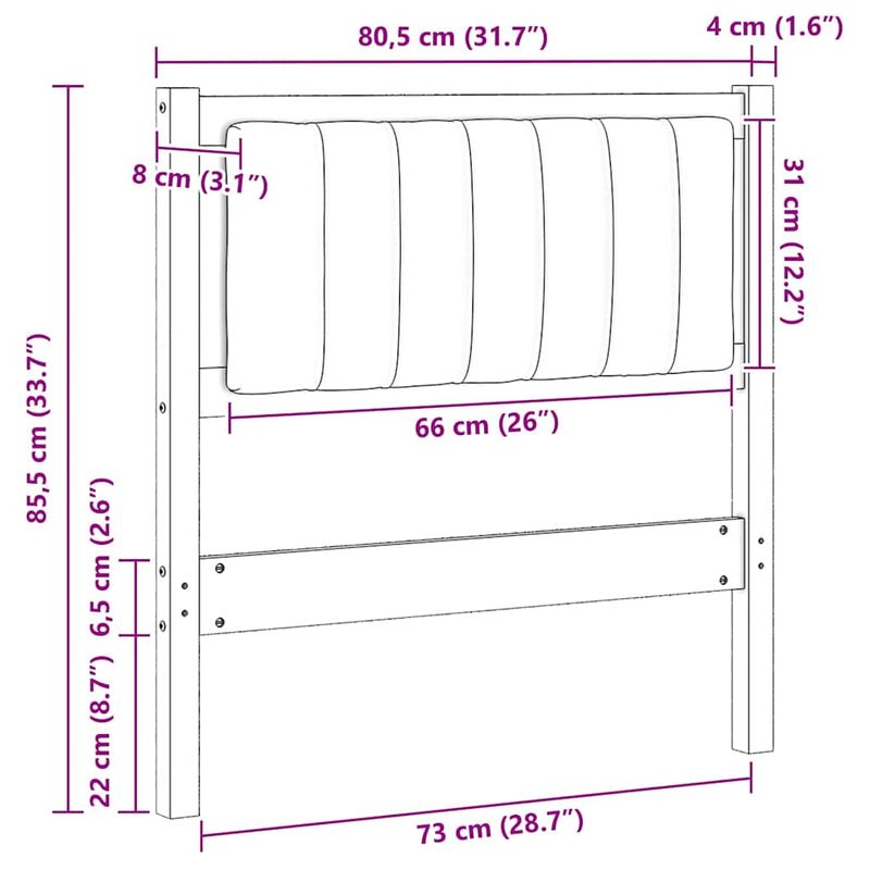 Casa si Gradina - Mobilier - Paturi si accesorii - Accesorii paturi - Tablie de pat tapitata cu Tablie de pat Maro 75 cm Lemn de pin masiv - Infinity.ro